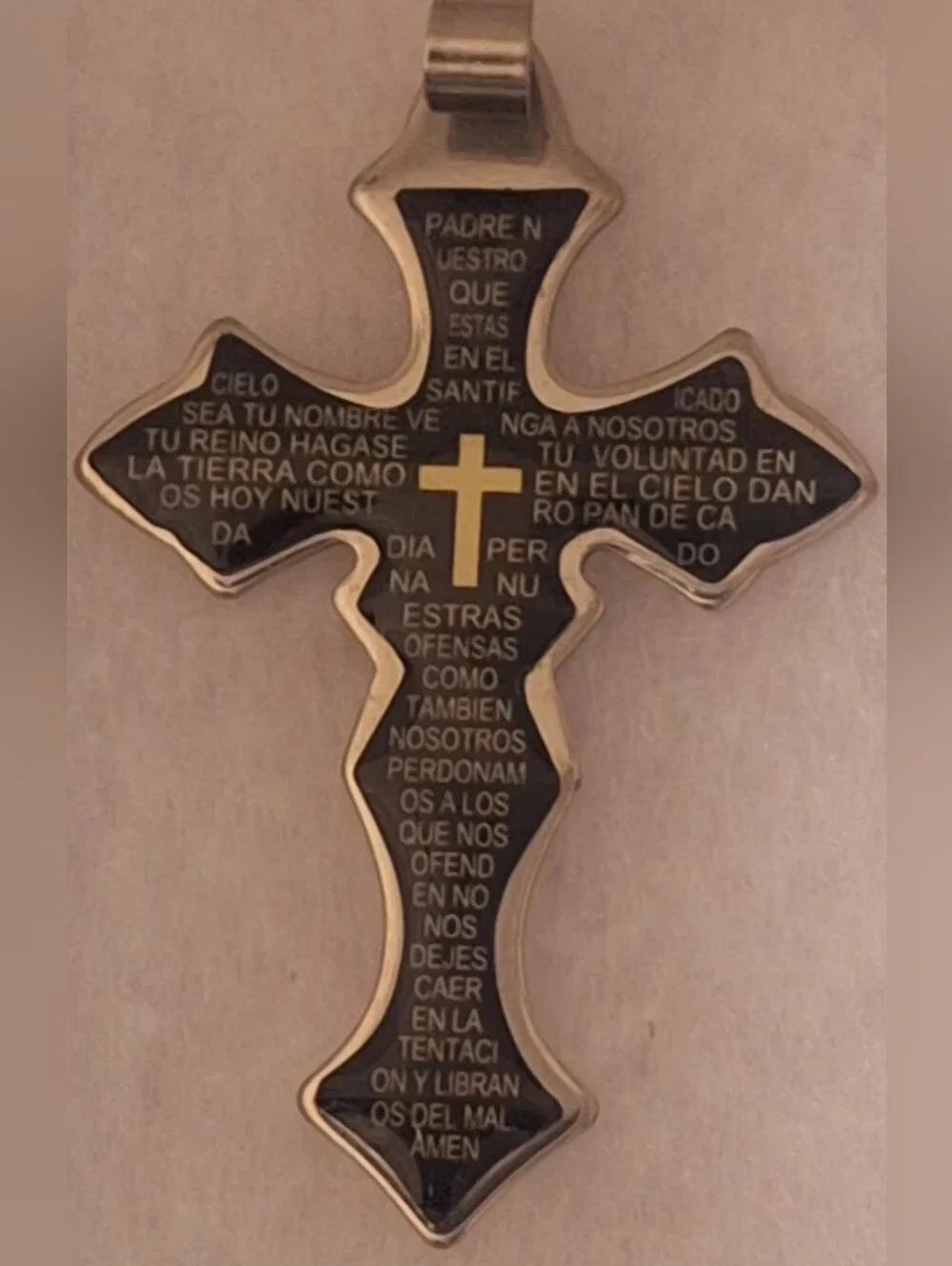 Cross Prayer Pendant in Black and Gold